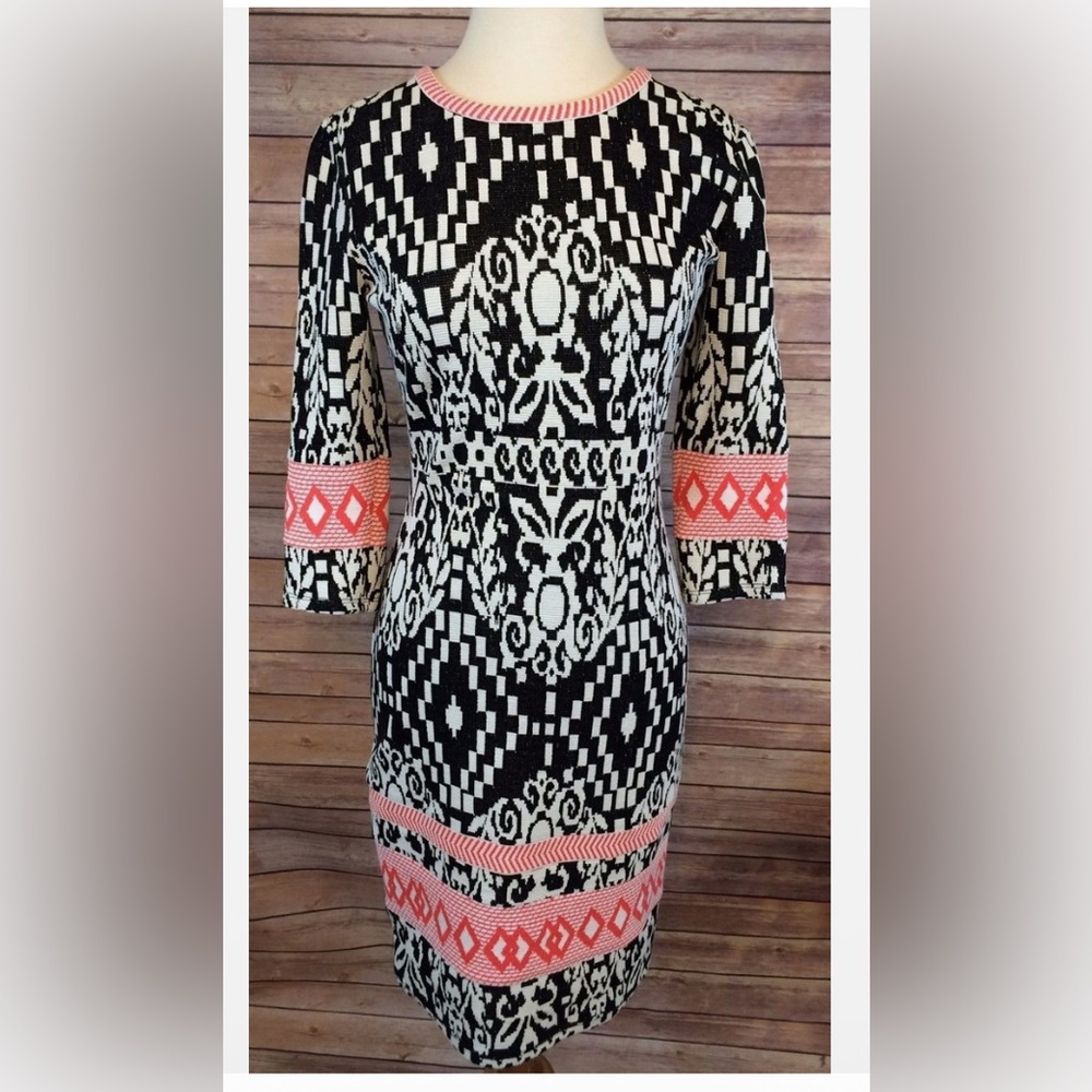 Yoana Baraschi Black and White Dress with Pink Details